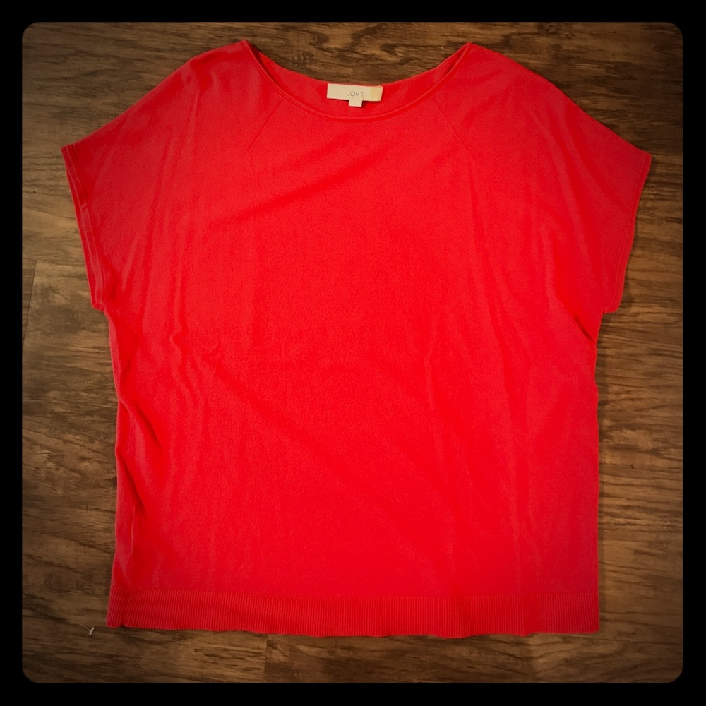 Loft Red Dolman short sleeve lightweight sweater L